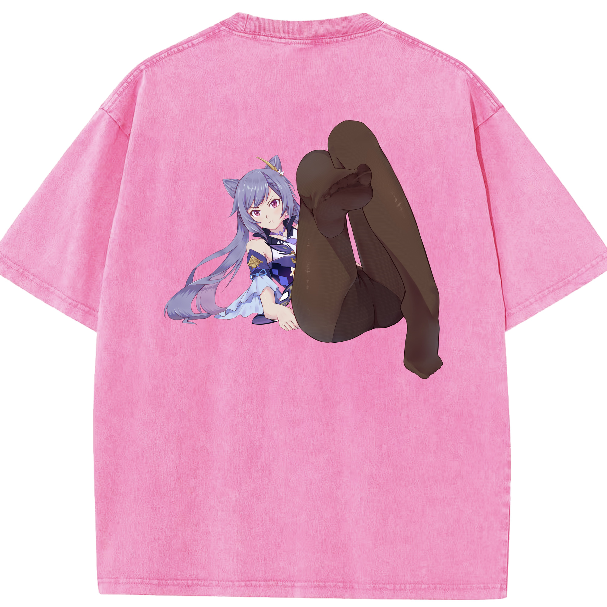 げんし神 刻晴 こくせい genshin Kokusei 綿100% ヴィンテージ風 半袖Tシャツ（背面プリント）